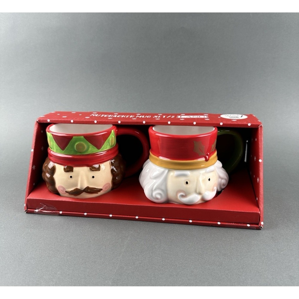 Lang Nutcracker Soldier Heads Christmas Holiday Hand-Painted Mugs NEW